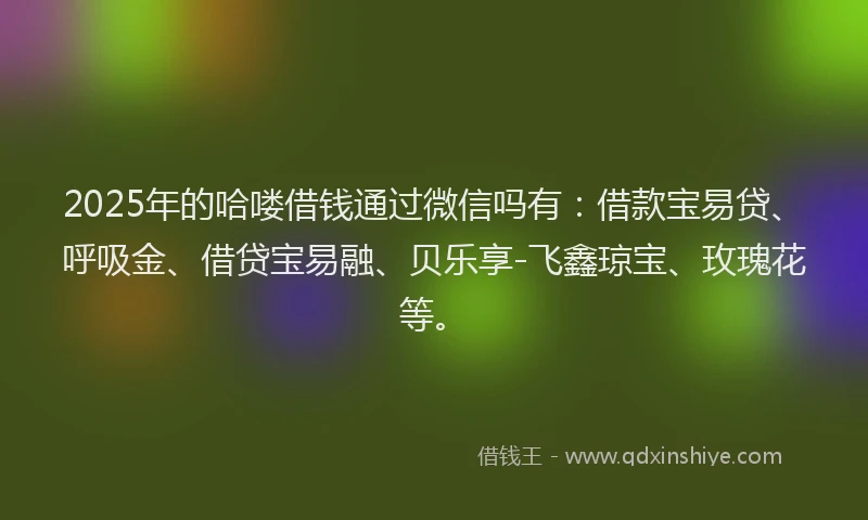 2025年的哈喽借钱通过微信吗有：借款宝易贷、呼吸金、借贷宝易融、贝乐享-飞鑫琼宝、玫瑰花等。