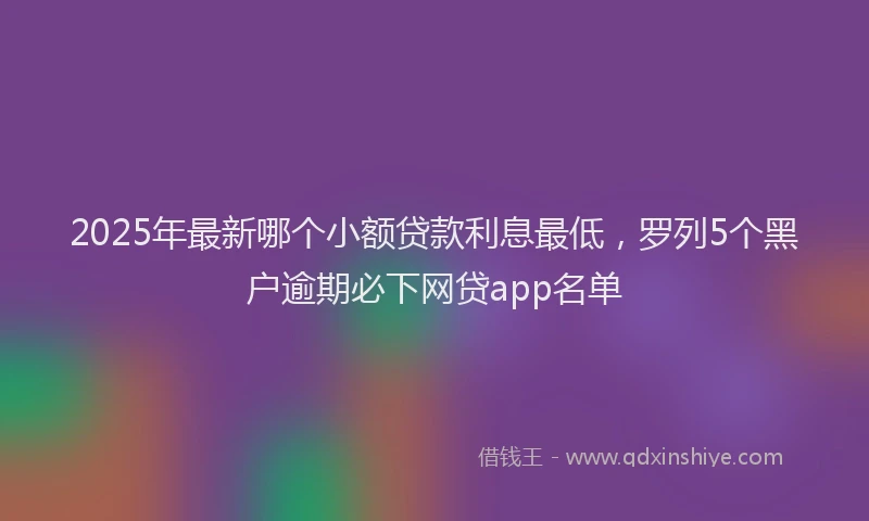 2025年最新哪个小额贷款利息最低，罗列5个黑户逾期必下网贷app名单