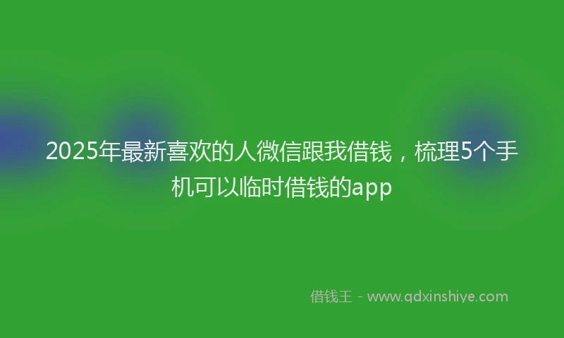 2025年最新喜欢的人微信跟我借钱，梳理5个手机可以临时借钱的app