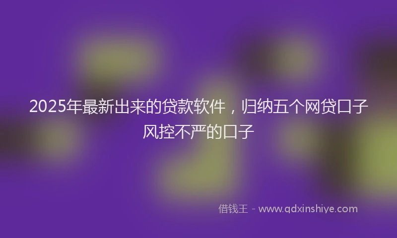 2025年最新出来的贷款软件，归纳五个网贷口子风控不严的口子