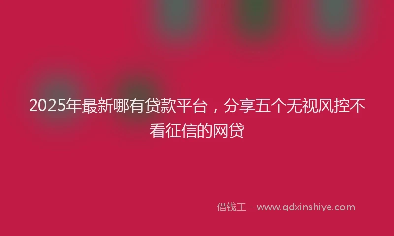 2025年最新哪有贷款平台，分享五个无视风控不看征信的网贷