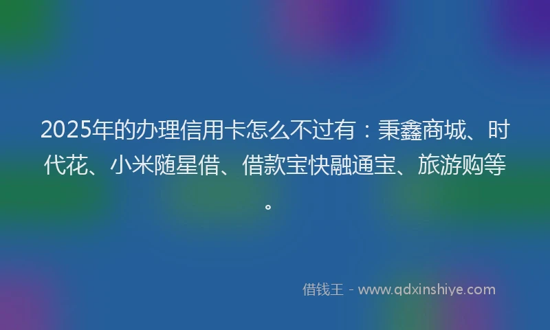 2025年的办理信用卡怎么不过有：秉鑫商城、时代花、小米随星借、借款宝快融通宝、旅游购等。