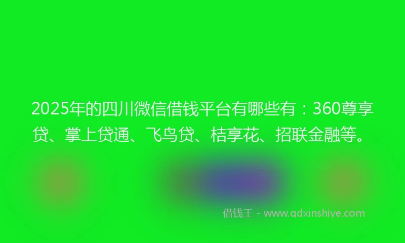 2025年的四川微信借钱平台有哪些有：360尊享贷、掌上贷通、飞鸟贷、桔享花、招联金融等。