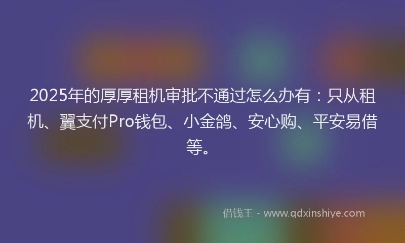 2025年的厚厚租机审批不通过怎么办有：只从租机、翼支付Pro钱包、小金鸽、安心购、平安易借等。