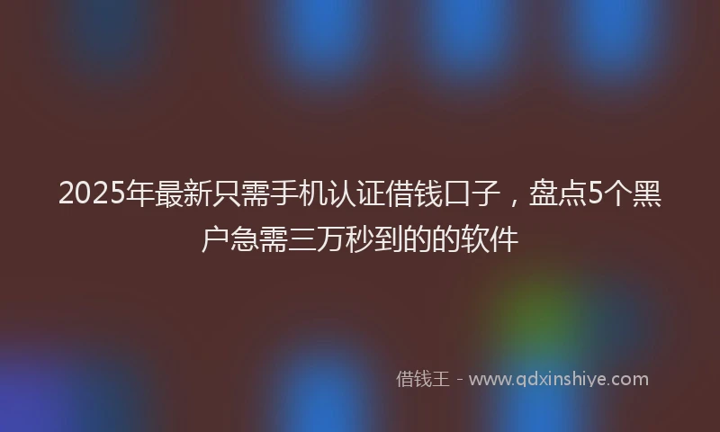 2025年最新只需手机认证借钱口子，盘点5个黑户急需三万秒到的的软件
