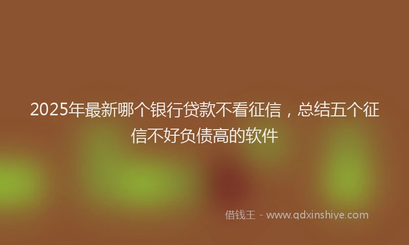 2025年最新哪个银行贷款不看征信，总结五个征信不好负债高的软件