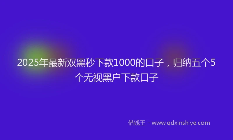 2025年最新双黑秒下款1000的口子，归纳五个5个无视黑户下款口子