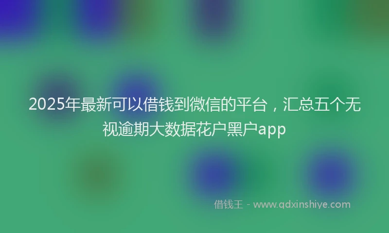 2025年最新可以借钱到微信的平台，汇总五个无视逾期大数据花户黑户app
