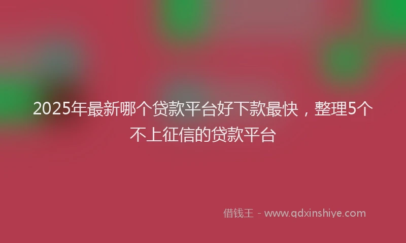 2025年最新哪个贷款平台好下款最快，整理5个不上征信的贷款平台