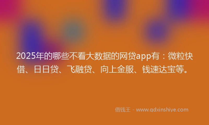 2025年的哪些不看大数据的网贷app有：微粒快借、日日贷、飞融贷、向上金服、钱速达宝等。