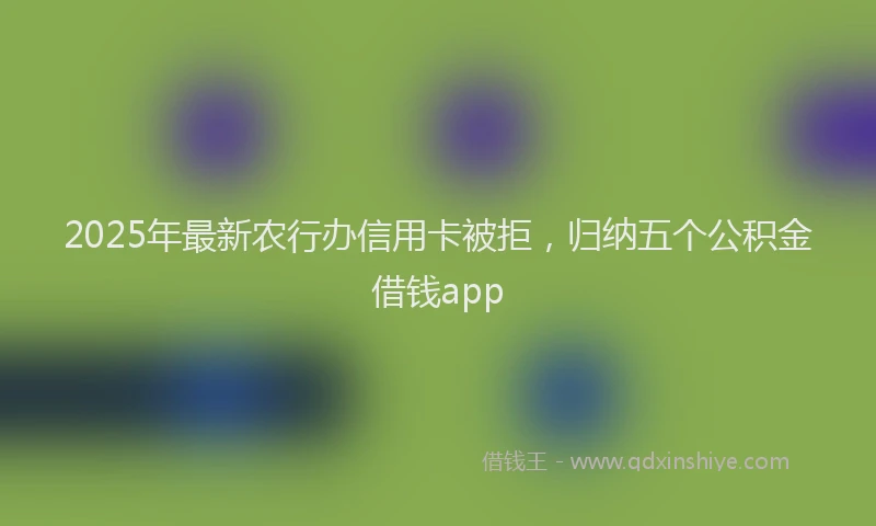 2025年最新农行办信用卡被拒，归纳五个公积金借钱app