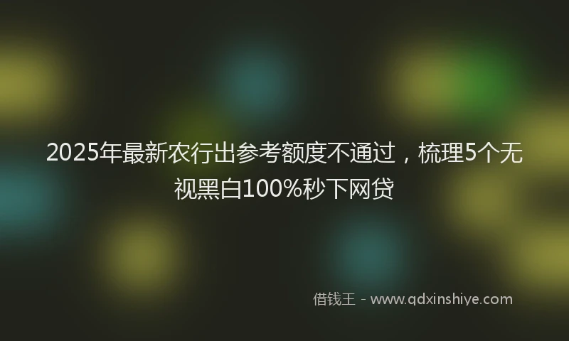 2025年最新农行出参考额度不通过，梳理5个无视黑白100%秒下网贷