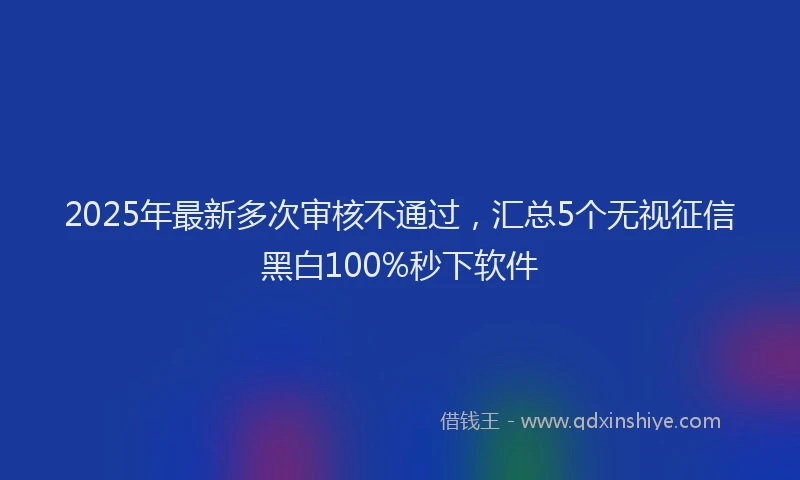 2025年最新多次审核不通过，汇总5个无视征信黑白100%秒下软件