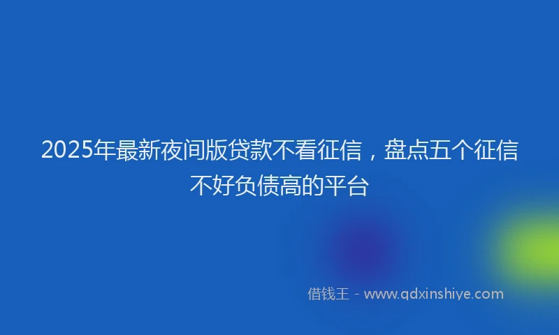 2025年最新夜间版贷款不看征信，盘点五个征信不好负债高的平台