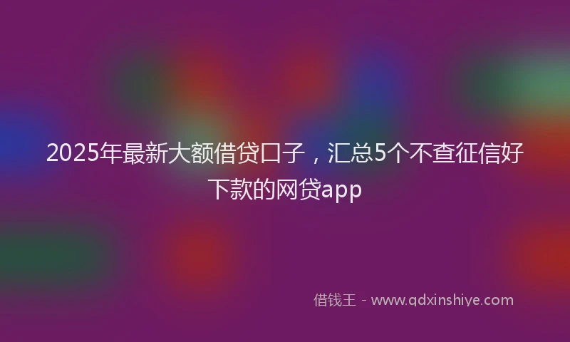 2025年最新大额借贷口子，汇总5个不查征信好下款的网贷app