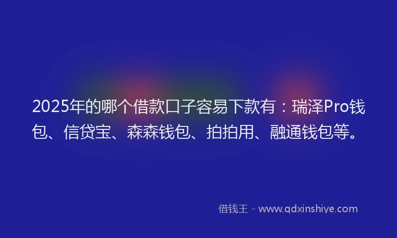 2025年的哪个借款口子容易下款有：瑞泽Pro钱包、信贷宝、森森钱包、拍拍用、融通钱包等。