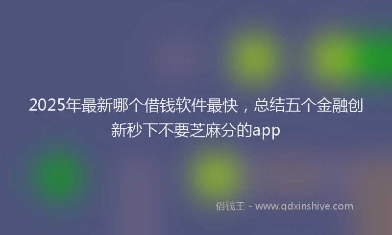 2025年最新哪个借钱软件最快，总结五个金融创新秒下不要芝麻分的app
