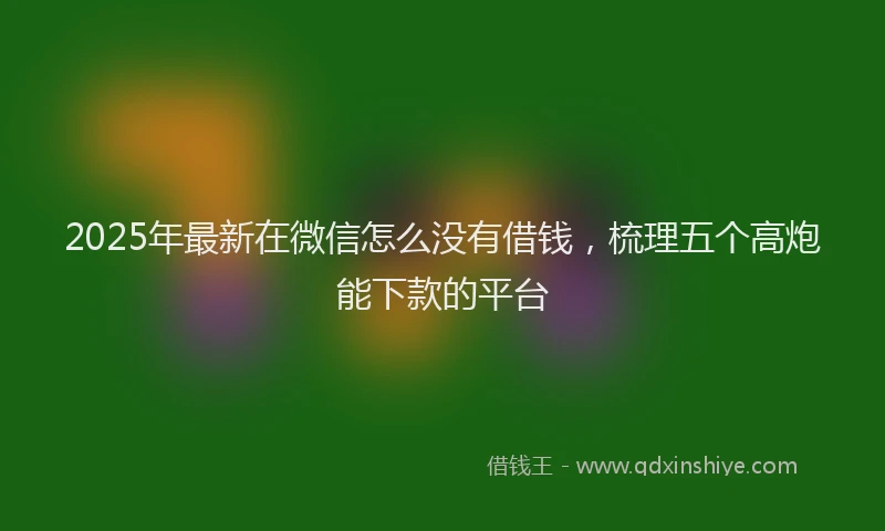 2025年最新在微信怎么没有借钱，梳理五个高炮能下款的平台
