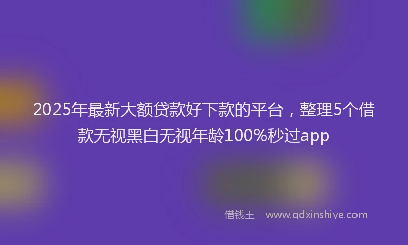 2025年最新大额贷款好下款的平台，整理5个借款无视黑白无视年龄100%秒过app