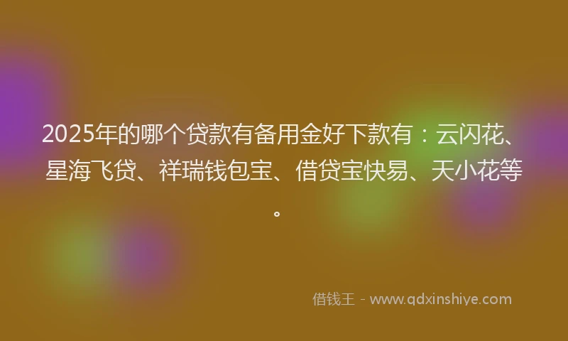 2025年的哪个贷款有备用金好下款有：云闪花、星海飞贷、祥瑞钱包宝、借贷宝快易、天小花等。