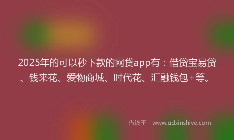 2025年的可以秒下款的网贷app有：借贷宝易贷、钱来花、爱物商城、时代花、汇融钱包+等。
