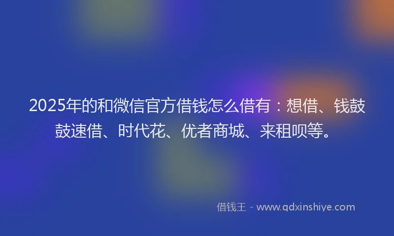 2025年的和微信官方借钱怎么借有：想借、钱鼓鼓速借、时代花、优者商城、来租呗等。