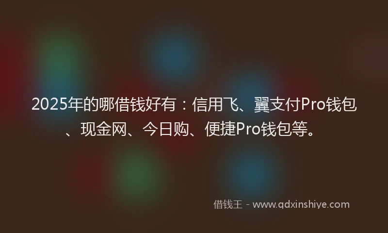 2025年的哪借钱好有：信用飞、翼支付Pro钱包、现金网、今日购、便捷Pro钱包等。