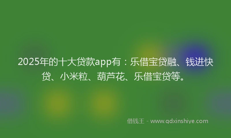 2025年的十大贷款app有：乐借宝贷融、钱进快贷、小米粒、葫芦花、乐借宝贷等。