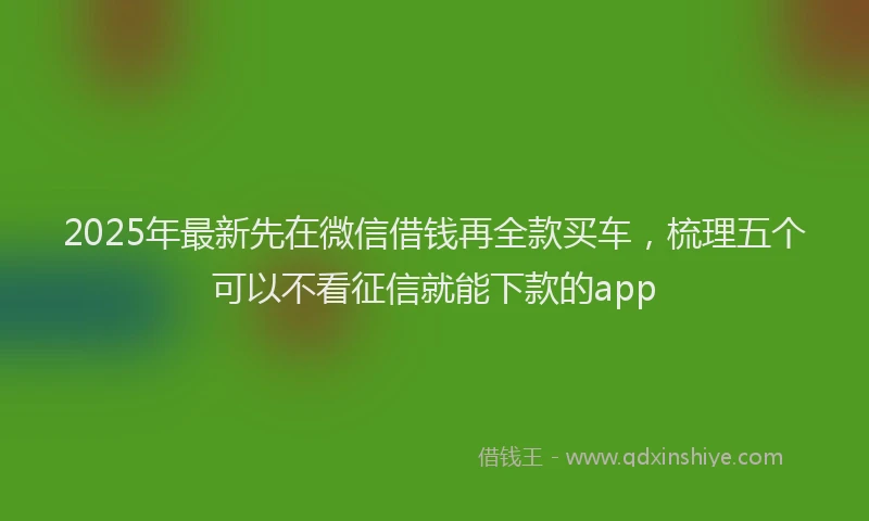 2025年最新先在微信借钱再全款买车，梳理五个可以不看征信就能下款的app