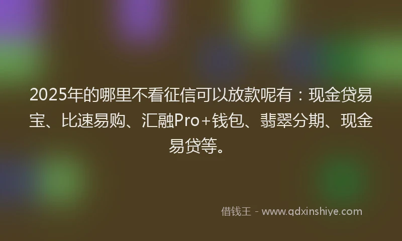 2025年的哪里不看征信可以放款呢有：现金贷易宝、比速易购、汇融Pro+钱包、翡翠分期、现金易贷等。