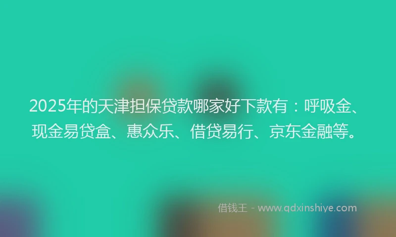 2025年的天津担保贷款哪家好下款有：呼吸金、现金易贷盒、惠众乐、借贷易行、京东金融等。