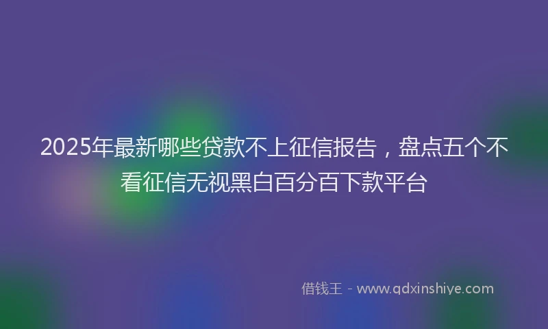 2025年最新哪些贷款不上征信报告，盘点五个不看征信无视黑白百分百下款平台