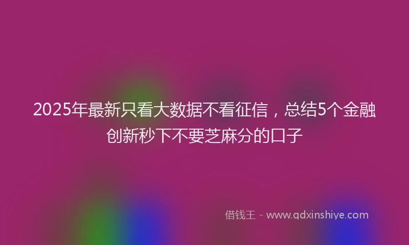 2025年最新只看大数据不看征信，总结5个金融创新秒下不要芝麻分的口子