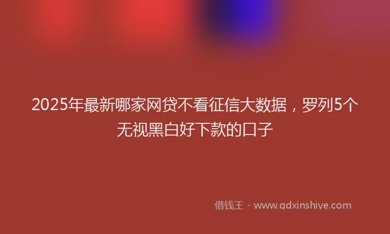 2025年最新哪家网贷不看征信大数据，罗列5个无视黑白好下款的口子