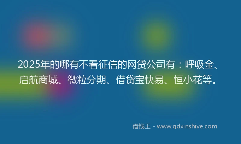 2025年的哪有不看征信的网贷公司有：呼吸金、启航商城、微粒分期、借贷宝快易、恒小花等。