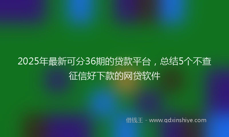 2025年最新可分36期的贷款平台，总结5个不查征信好下款的网贷软件
