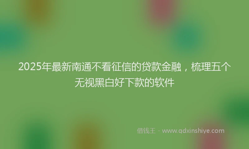 2025年最新南通不看征信的贷款金融，梳理五个无视黑白好下款的软件