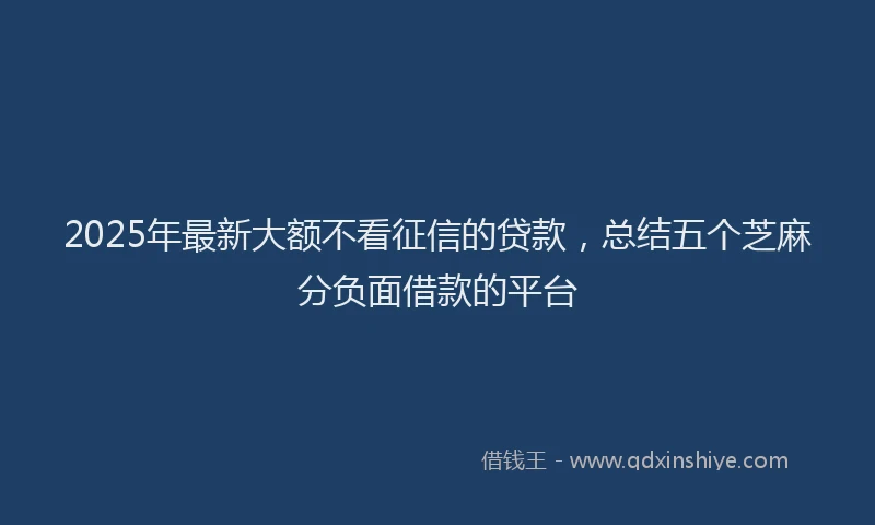 2025年最新大额不看征信的贷款，总结五个芝麻分负面借款的平台