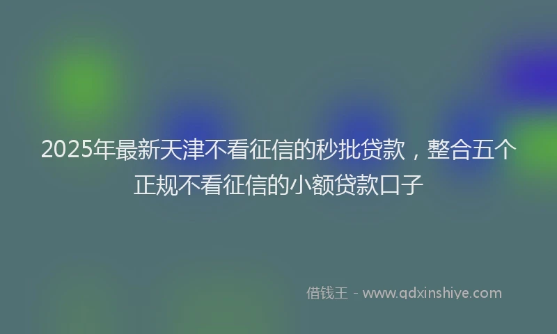 2025年最新天津不看征信的秒批贷款，整合五个正规不看征信的小额贷款口子