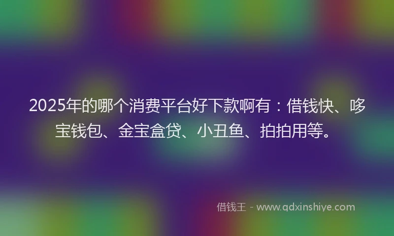 2025年的哪个消费平台好下款啊有：借钱快、哆宝钱包、金宝盒贷、小丑鱼、拍拍用等。