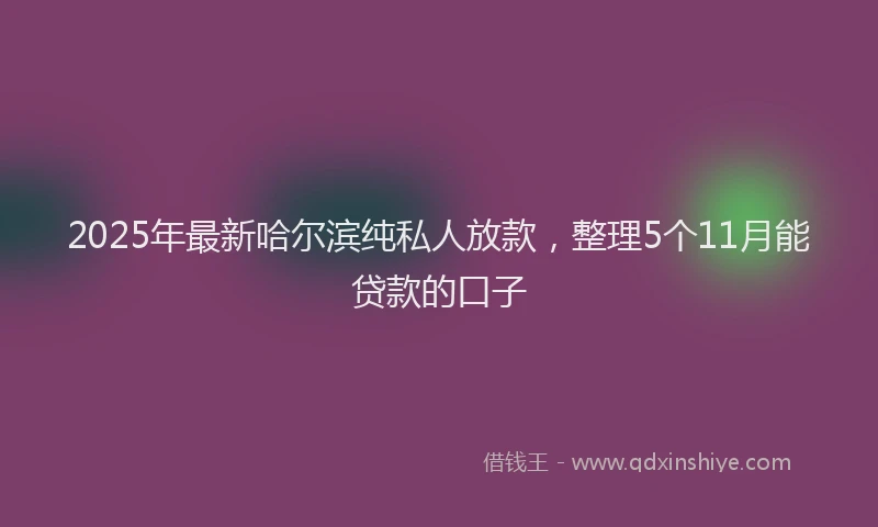 2025年最新哈尔滨纯私人放款，整理5个11月能贷款的口子