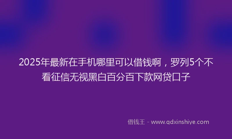 2025年最新在手机哪里可以借钱啊，罗列5个不看征信无视黑白百分百下款网贷口子