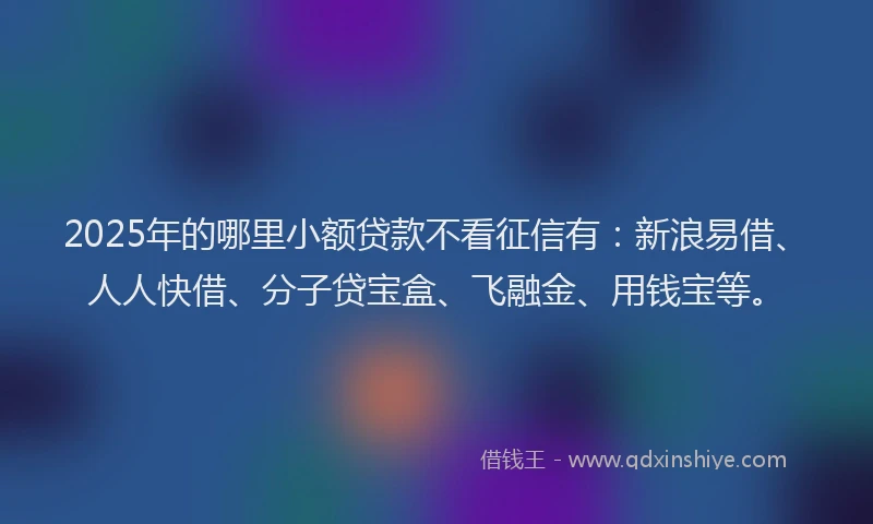 2025年的哪里小额贷款不看征信有：新浪易借、人人快借、分子贷宝盒、飞融金、用钱宝等。