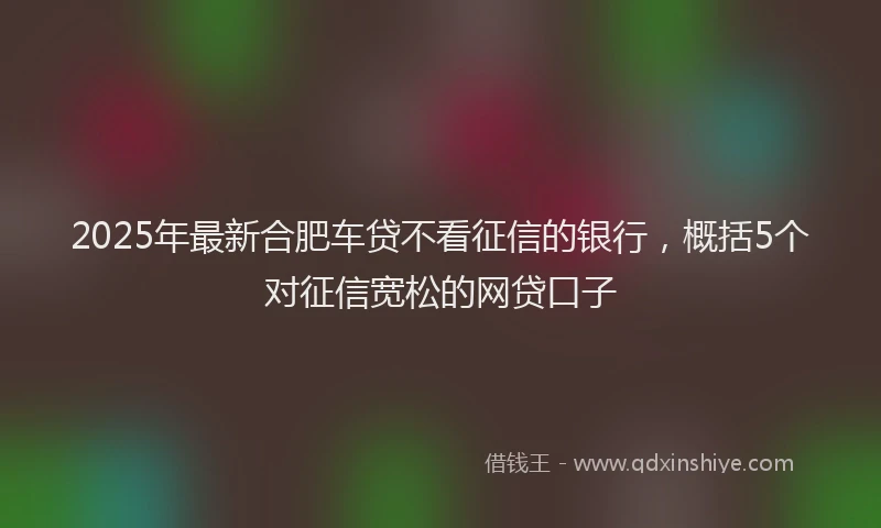 2025年最新合肥车贷不看征信的银行，概括5个对征信宽松的网贷口子