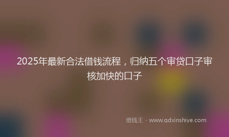 2025年最新合法借钱流程，归纳五个审贷口子审核加快的口子