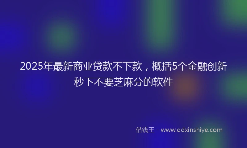 2025年最新商业贷款不下款，概括5个金融创新秒下不要芝麻分的软件