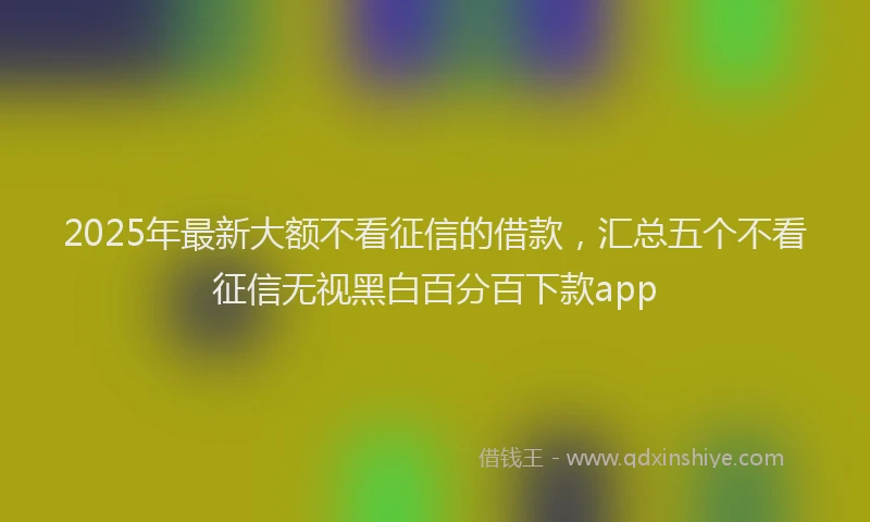 2025年最新大额不看征信的借款，汇总五个不看征信无视黑白百分百下款app