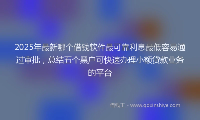 2025年最新哪个借钱软件最可靠利息最低容易通过审批，总结五个黑户可快速办理小额贷款业务的平台