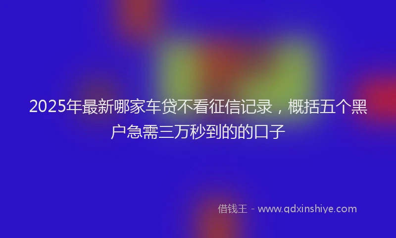 2025年最新哪家车贷不看征信记录，概括五个黑户急需三万秒到的的口子