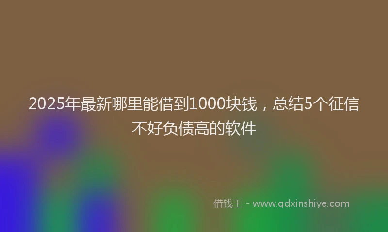 2025年最新哪里能借到1000块钱，总结5个征信不好负债高的软件